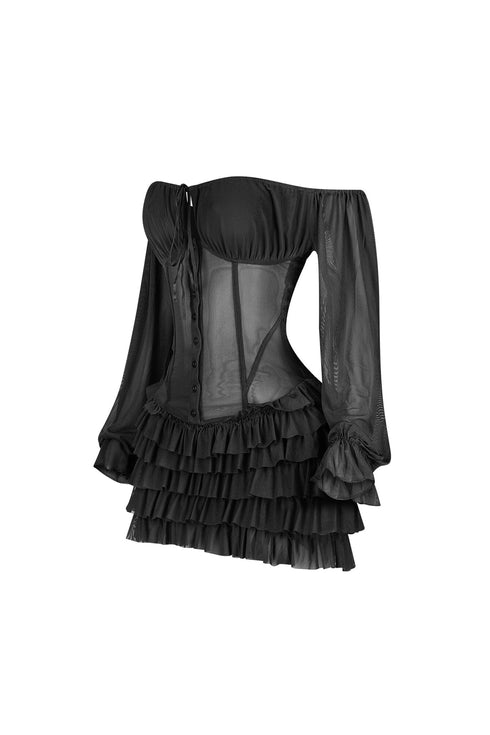 Regal Yet Structured Ruffle Mini Dress